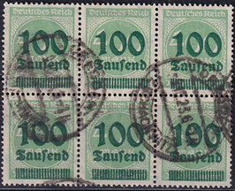 DR 290 gestempelt Sechserblock