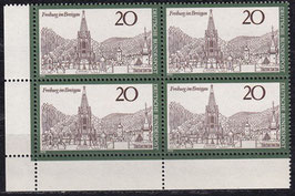 BRD 654 postfrisch Viererblock mit Eckrand links unten