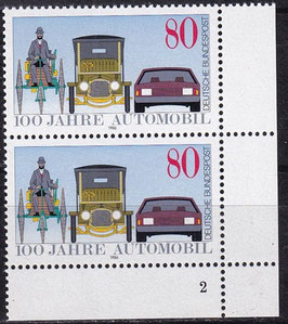 BRD 1268 postfrisch senkrechtes Paar mit Eckrand rechts unten (FN)