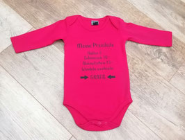 Body langarm "Preisliste" - Gr. 74