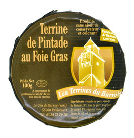 Terrine de pintade au foie gras 100g.