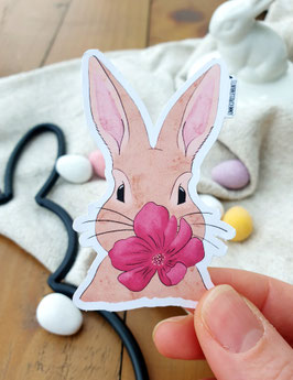 Sticker Aquarell - Bunny mit Blüte, 3er Set, matt