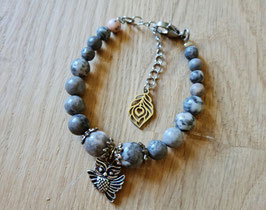Bracelet Jaspe Feuille d'Argent & Hibou