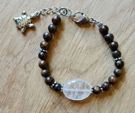 Bracelet Bronzite et Quartz plat