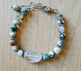 Bracelet Agate Arbre & Cristal de roche