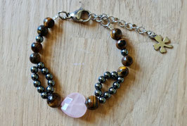 Bracelet Quartz Rose, Hématite & Oeil de tigre