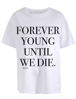 FOREVER YOUNG WHITE TEE - BLACK