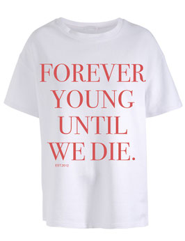 FOREVER YOUNG WHITE TEE - RED