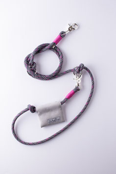 Borsetta Se Chic + guinzaglio variabile grigio/fuchsia