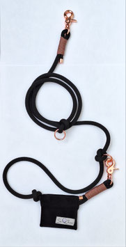 Borsetta Se Chic + guinzaglio variabile nero/rosato