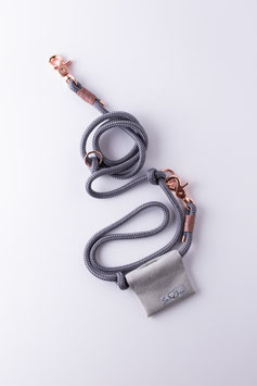 Borsetta Se Chic + guinzaglio variabile grigio/rosato