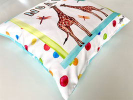 Personalized Pillow "Giraffes blue"