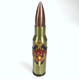 Gas lighter in the form of a cartridge with the Russian KGB coat of arms, refillable