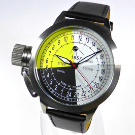 Automatic 24hr watch "SPUTNIK 1957", model "DAY TIME" by POLJOT SPUTNIK, stainless steel, brushed, ø45mm