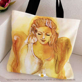 LICHTKRAFT-ENGEL STOFF-TASCHE | © By AGNYA | 40 x 40 cm Taschen-Format | Lange schwarze Stoffträger