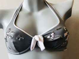 Grau/Weißes Schleifchen-Bikinitop von Twin Set