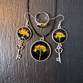 Schmuckset mit gepressten Pflanzen