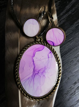 Schmuckset mit Original Gemälde (Violet silk)