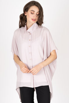 Große OneSize Chiffonbluse mit Stehkragen