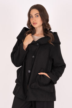 Kurze Jacke mit Kapuze aus dickem Stoff