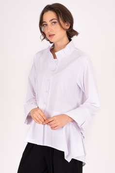 Asymmetrische Baumwollbluse mit Stehkragen