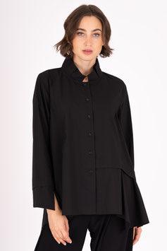 Asymmetrische Baumwollbluse mit Stehkragen