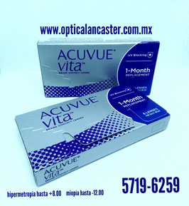 Acuvue Vita. Lente de contacto suave para miopía e hipermetropía. Paquete de 2 cajas