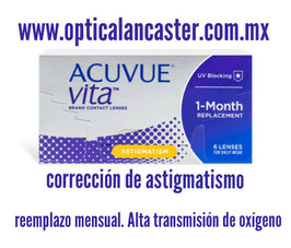 Acuvue Vita. Lente de contacto suave para astigmatismo. Paquete de 2 cajas