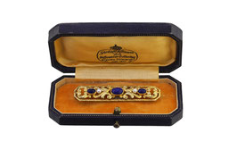 Lapislazuli Perlen Brosche, 1850