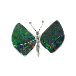 Opal Diamant Brosche/Anhänger, Schmetterling