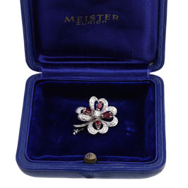 Rubin Diamant «Kleeblatt» Brosche