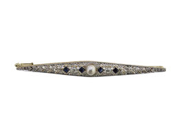 Saphir Diamant Stabbrosche, spätes Art Deco 1920-1930