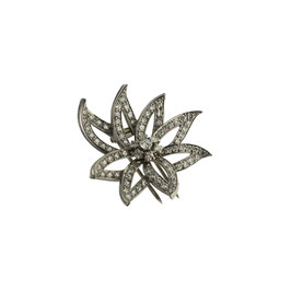 Diamant Doppelclip Brosche, Blume
