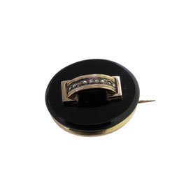 Viktorianisch Onyx Diamant-Rosen Brosche, 1861
