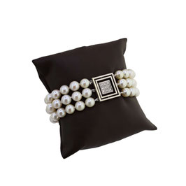 Akoya-Perlen Diamant Armband, 3-reihig