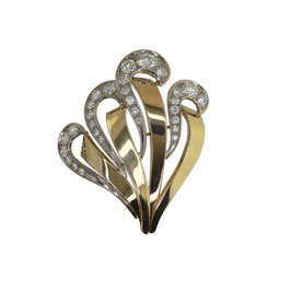 Diamant Brosche "Feder", 1940er-1950er Jahre,