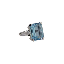 Aquamarin Ring, signiert Hans Péclard, Zürich,
