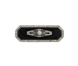 Diamant Onyx Brosche, Art Déco um 1910