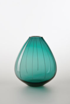 Vase "TINE" Farbe: Lagune mit Linienschliff