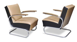 Bauhaus cantilever leather chairs - couple