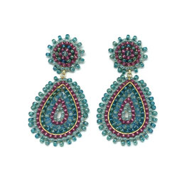 Boho Ohrstecker Kiara Petol-Magenta-Türkis-Silber