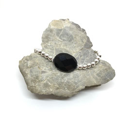 Silber Armband mit Ovalen ONYX Perle