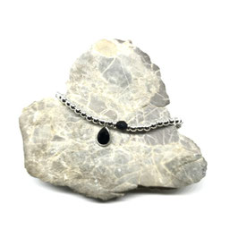 Silber Armband mit Onyx Anhänger & Perle