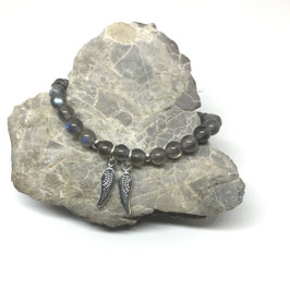 LABRADORIT Armband mit 2 Engelsflügeln