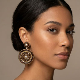 Boho Ohrstecker Mariella Mokka-Perle-Gold