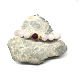 Rosenquarz & Pink Achat mit Goldkronen