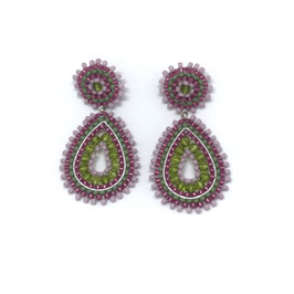 Boho Ohrstecker Kiara Rosa-Magenta-Salbei