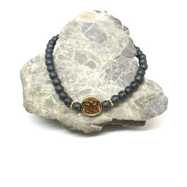 Hämatit Armband mit Mandal Gold