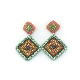 Boho Ohrstecker Kati Kiwi-Orange-Moos-Nut-Silber