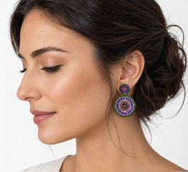 Boho Ohrstecker Marlene Tanne-Lila-Altrosa-Silber
